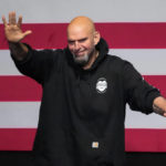 
              Pennsylvania Lt. Gov. John Fetterman, Democratic candidate for U.S. Senate from Pennsylvania, waves to supporters after addressing an election night party in Pittsburgh, Wednesday, Nov. 9, 2022. (AP Photo/Gene J. Puskar)
            