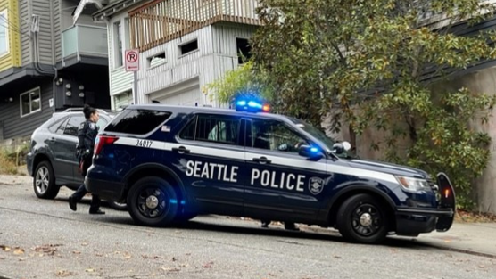 A Seattle Police Department vehicle...