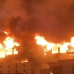 
              In this image from video provided by Fresh News, fire engulfs part of the Grand Diamond City casino and hotel in the town of Poipet, Cambodia Thursday, Dec. 29, 2022. A massive fire at a Cambodian hotel casino that lasted more than 12 hours killed at least 19 people and injured more than 60, while other victims were apparently not yet accounted for Thursday. (Fresh News via AP)
            