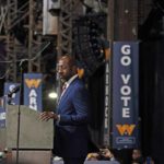 
              Sen. Raphael Warnock, D-Ga., speaks during a rally on Thursday, Dec. 1, 2022, in Atlanta. Warnock is running against Republican Herschel Walker in a runoff election.(AP Photo/Brynn Anderson)
            