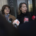 
              Ximean Fuentes, Chile's vice-minister for foreign affairs, left, and lawyer Carolina Valdivia Torres answer questions outside the World Court in The Hague, Netherlands, Thursday, Dec. 1, 2022, where the UN's top court rules on a dispute about a river that crosses Chile's and Bolivia's border, in a case seen as important jurisprudence at a time when fresh water is becoming an increasingly coveted world resource. (AP Photo/Peter Dejong)
            