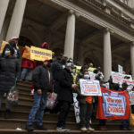 
              Advocates for people with mental illnesses protest New York City Mayor Eric Adams' plan to force people from the streets and into mental health treatment, Wednesday, Dec. 7, 2022, in New York. (AP Photo/Julia Nikhinson)
            