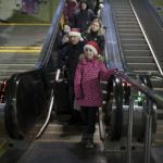 
              People arrive at the central train station in Kyiv, Ukraine, Saturday, Dec. 31, 2022. (AP Photo/Roman Hrytsyna)
            