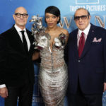 
              Stanley Tucci, left, Naomi Ackie and Clive Davis attend the world premiere of "Whitney Houston: I Wanna Dance with Somebody" at AMC Lincoln Square on Tuesday, Dec. 13, 2022, in New York. (Photo by Charles Sykes/Invision/AP)
            