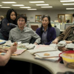 
              This image released by A24 Films shows, from left, Stephanie Hsu, Ke Huy Quan, Michelle Yeoh and James Hong in a scene from "Everything Everywhere All at Once." (Allyson Riggs/A24 via AP)
            
