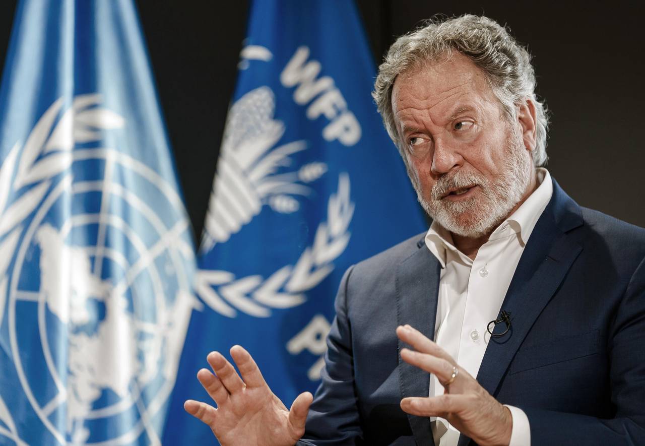 FILE - World Food Program Executive Director David Beasley speaks during an interview with The Asso...