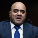 
              FILE - Zahid Quraishi, nominated by U.S. President Joe Biden to be a U.S. District Judge for the District of New Jersey, speaks during a Senate Judiciary Committee hearing on pending judicial nominations, Wednesday, April 28, 2021, on Capitol Hill in Washington. (Tom Williams/Pool via AP, File)
            