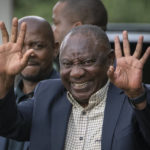 
              South African President Cyril Ramaphosa leaves an African National Congress (ANC) national executive committee in Johannesburg, South Africa, Monday Dec. 5, 2022. Ramaphosa might lose his job, and his reputation as a corruption fighter, as he faces possible impeachment over claims that he tried to cover up the theft of millions of dollars stashed inside a couch on his farm. (AP Photo/Jerome Delay)
            