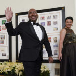 
              Democratic National Committee chair Jaime Harrison and his wife Marie Boyd arrive for the State Dinner with President Joe Biden and French President Emmanuel Macron at the White House in Washington, Thursday, Dec. 1, 2022. (AP Photo/Susan Walsh)
            