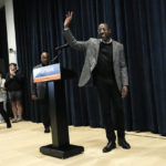 
              U.S. Sen. Raphael Warnock, D-Ga., waves to supporters after speaking at a campaign rally at Georgia Tech Monday, Dec. 5, 2022, in Atlanta. Warnock is in a runoff with Republican Herschel Walker. (AP Photo/John Bazemore)
            