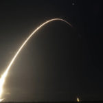 
              This time exposure photo shows a SpaceX Falcon 9 rocket, with a payload including two lunar rovers from Japan and the United Arab Emirates, launching from Launch Complex 40 at the Cape Canaveral Space Force Station in Cape Canaveral, Fla., Sunday, Dec. 11, 2022. (AP Photo/John Raoux)
            