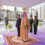 
              In this photo made available by Saudi Press Agency, SPA, Chinese President Xi Jinping, left, listens to the national anthem next to Saudi Crown Prince and Prime Minister Mohammed bin Salman, after his arrival at Al Yamama Palace, in Riyadh, Saudi Arabia, Thursday, Dec. 8, 2022. (Saudi Press Agency via AP)
            