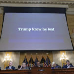 
              A video presentation plays as the House select committee investigating the Jan. 6 attack on the U.S. Capitol holds its final meeting on Capitol Hill in Washington, Monday, Dec. 19, 2022. (AP Photo/Jacquelyn Martin)
            