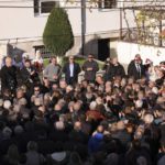 
              Greek Prime Minister Kyriakos Mitsotakis delivers a speech, as his Albanian counterpart Edi Rama attends the ceremony, during his visit to ethnic Greek minority regions, in Dervican village, southern Albania, Thursday, Dec. 22, 2022. Relations between Greece and post-communist Albania have been at times uneasy but have improved in recent years, largely over minority rights. (AP Photo/Franc Zhurda)
            