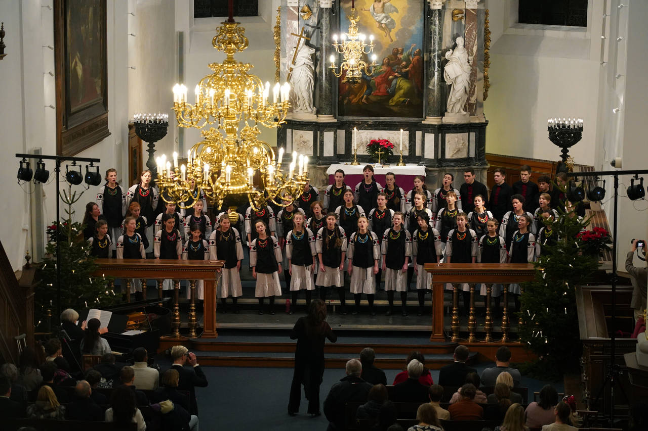 The Shchedryk youth choir performs a Christmas concert at Copenhagen’s Church of the Holy Spirit,...