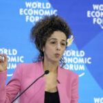 
              Activist Masih Alinejad speaks at the World Economic Forum in Davos, Switzerland Thursday, Jan. 19, 2023. The annual meeting of the World Economic Forum is taking place in Davos from Jan. 16 until Jan. 20, 2023. (AP Photo/Markus Schreiber)
            