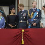 
              FILE - In this Tuesday, July 10, 2018 file photo Britain's Queen Elizabeth II, and from left, Meghan the Duchess of Sussex, Prince Harry, Prince William and Kate the Duchess of Cambridge watch a flypast of Royal Air Force aircraft pass over Buckingham Palace in London. Prince Harry has said he wants to have his father and brother back and that he wants “a family, not an institution,” during a TV interview ahead of the publication of his memoir. The interview with Britain’s ITV channel is due to be released this Sunday. (AP Photo/Matt Dunham, File)
            