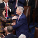 
              House Republican Leader Kevin McCarthy, R-Calif., hugs Rep. Elise Stefanik, R-N.Y., after she nominated him as Speaker of the House, on the opening day of the 118th Congress at the U.S. Capitol, Tuesday, Jan. 3, 2023, in Washington.(AP Photo/Alex Brandon)
            
