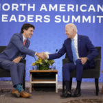 
              President Joe Biden meets with Canadian Prime Minister Justin Trudeau at the InterContinental Presidente Mexico City hotel in Mexico City,Tuesday, Jan. 10, 2023. (AP Photo/Andrew Harnik)
            
