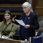 
              State Rep. Beth Wessel-Kroeschell, D-Story, speaks during debate on a bill that would create education savings accounts, Monday, Jan. 23, 2023, at the Statehouse in Des Moines, Iowa. (AP Photo/Charlie Neibergall)
            