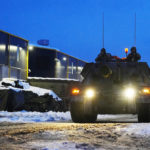 Britain's armoured self-propelled artillery AS-90 move at the Tapa Military Camp, in Estonia, Thursday, Jan. 19, 2023. Senior officials from Britain, Poland, the Baltic nations and other European countries met in Estonia on Thursday before the Ramstein gathering. (AP Photo/Pavel Golovkin)