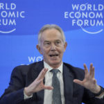 
              Former United Kingdom Prime Minister Tony Blair talks at the World Economic Forum in Davos, Switzerland Thursday, Jan. 19, 2023. The annual meeting of the World Economic Forum is taking place in Davos from Jan. 16 until Jan. 20, 2023. (AP Photo/Markus Schreiber)
            