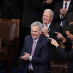 
              Rep. Kevin McCarthy, R-Calif., smiles after winning the 15th vote in the House chamber as the House enters the fifth day trying to elect a speaker and convene the 118th Congress in Washington, early Saturday, Jan. 7, 2023. (AP Photo/Alex Brandon)
            