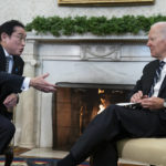 
              President Joe Biden meets Japanese Prime Minister Fumio Kishida in the Oval Office of the White House, Friday, Jan. 13, 2023, in Washington. (AP Photo/Evan Vucci)
            