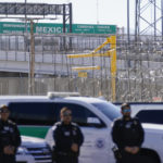 
              A large "Welcome to Mexico" sign that is hung over the Bridge of the Americas is visible along the U.S.-Mexico border in El Paso Texas, Sunday, Jan. 8, 2023. (AP Photo/Andrew Harnik)
            