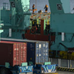 
              Workers stand on the deck of a freighter near driverless trucks carrying shipping containers at a port in Tianjin, China, on Jan. 16, 2023. As technicians in a distant control room watch on display screens, an automated crane at one of China's busiest ports moves cargo containers from a Japanese freighter to self-driving trucks in a scene Chinese tech giant Huawei sees as its future after American sanctions crushed its smartphone brand. (AP Photo/Mark Schiefelbein)
            