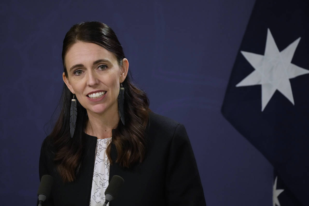 FILE - New Zealand Prime Minister Jacinda Ardern speaks during a joint press conference with Austra...