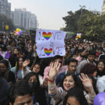 
              Members of the LGBTQ community and their supporters  march demanding equal marriage rights in New Delhi, India, Sunday, Jan.8 2023. The government is yet to legalize same-sex marriages in the country even though the Supreme Court in 2018 struck down a colonial-era law that made gay sex punishable by up to 10 years in prison. (AP Photo)
            