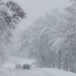 
              Cars make their way on the snow covered road in Kocevje, near Ljubljana Slovenia, Monday, Jan. 23, 2023. A snow storm with gust winds has hampered traffic on a key highway in Slovenia on Monday and left parts of the country temporarily without electricity. (AP Photo)
            