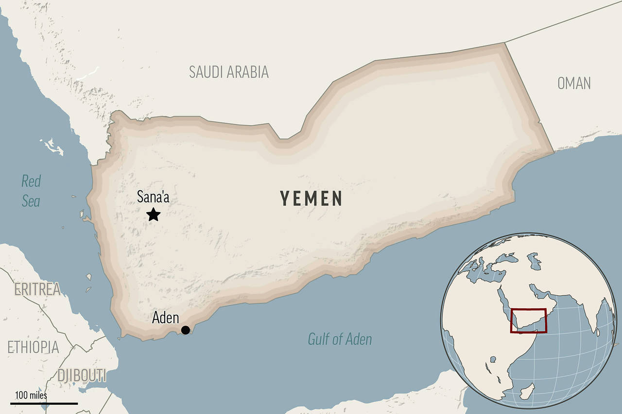 This is a locator map for Yemen with its capital, Sanaa. (AP Photo)...