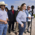
              Republican National Committee Chair Ronna McDaniel speaks about President Joe Biden's visit to El Paso during a news conference near the border wall, Sunday, Jan. 8, 2023, in Mission, Texas. (Joel Martinez/The Monitor via AP)
            