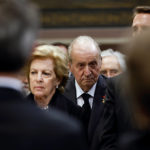 
              Greece's former Queen Anne Marie, left, former Crown Prince Pavlos, right, and former Spanish King Juan Carlos, center, attend the funeral service of former king of Greece Constantine II at Metropolitan Cathedral in Athens, Monday, Jan. 16, 2023. Constantine died in a hospital late Tuesday at the age of 82 as Greece's monarchy was definitively abolished in a referendum in December 1974. (Stoyan Nenov/Pool via AP)
            