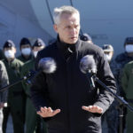 
              NATO Secretary-General Jens Stoltenberg delivers a speech to personnel of Japan Self-Defense Forces at Iruma Air Base in Sayama, northwest of Tokyo, Tuesday, Jan. 31, 2023. (AP Photo/Eugene Hoshiko)
            