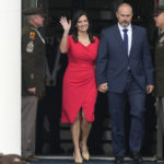 
              Florida Lt. Gov. Jeanette Nunez, left, arrives with her husband, Adrian Nunez, for an inauguration ceremony at the Old Capitol, Tuesday, Jan. 3, 2023, in Tallahassee, Fla. (AP Photo/Lynne Sladky)
            
