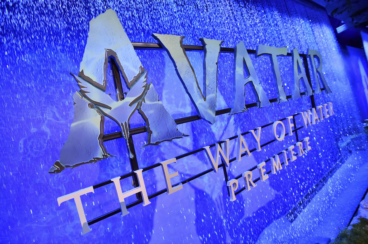 A general view of atmosphere is seen at the U.S. premiere of "Avatar: The Way of Water," Monday, De...