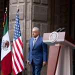 
              President Joe Biden, Mexican President Andres Manuel Lopez Obrador, and Canadian Prime Minister Justin Trudeau arrive for a news conference at the 10th North American Leaders' Summit at the National Palace in Mexico City, Tuesday, Jan. 10, 2023. (AP Photo/Andrew Harnik)
            