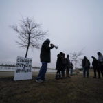 
              Rev. Andre Johnson of the Gifts of Life Ministries speaks to a group of demonstrators who gathered at dusk in Shelby Farms Park on Monday, Jan. 30, 2023, in Memphis, Tenn., in response to the death of Tyre Nichols, who died after being beaten by Memphis police officers. Nichols, who had a hobby in photography, frequented the park to photograph sunsets. (AP Photo/Gerald Herbert)
            