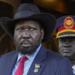 
              South Sudan's President Salva Kiir arrives at Juba's Presidential Palace, South Sudan, Friday, Feb. 3, 2023. Francis is in South Sudan on the second leg of a six-day trip that started in Congo, hoping to bring comfort and encouragement to two countries that have been riven by poverty, conflicts and what he calls a "colonialist mentality" that has exploited Africa for centuries. (AP Photo/Gregorio Borgia)
            