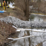 
              Cleanup continues in a stream in East Palestine Park in East Palestine, Ohio, Thursday, Feb. 16, 2023. Residents of the Ohio village upended by a freight train derailment are demanding to know if they're safe from the toxic chemicals that spilled or were burned off to avoid an even bigger disaster. (Lucy Schaly/Pittsburgh Post-Gazette via AP)
            