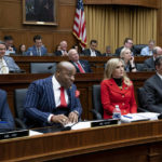 
              FILE - Members on the Republican side of the House Judiciary Committee, from left, Rep. Russell Fry, R-S.C., Rep. Wesley Hunt, R-Texas, Rep. Laurel Lee, R-Fla., and Rep. Nathaniel Moran, R-Texas, listen to proposed amendments as the panel meets to pass its operating rules under the GOP majority, at the Capitol in Washington, Feb. 1, 2023. (AP Photo/J. Scott Applewhite, File)
            
