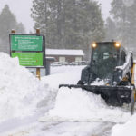 
              In this photo provided by Big Bear Mountain Resort, snow is cleared at the resort in Big Bear, Calif., Saturday, Feb. 25, 2023.  (Lee Stockwell/Big Bear Mountain Resort via AP)
            