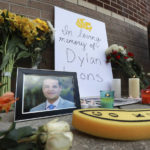 
              The pop-up memorial for slain Spectrum News 13 journalist Dylan Lyons is shown at the University of Central Florida Nicholson School of Communications in Orlando, Fla., Thursday, Feb.  23, 2023. Lyons, a graduate of UCF, was shot and killed while covering a homicide in Orlando on Wednesday. (Joe Burbank /Orlando Sentinel via AP)
            