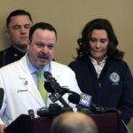 
              E.W. Sparrow Hospital Dr. Denny Martin address the media, Tuesday, Feb. 14, 2023, in East Lansing, Mich. A gunman killed several people and wounded others at Michigan State University. The shooting set off an hours-long manhunt as frightened students hid in classrooms and cars. Police said early Tuesday that the shooter eventually killed himself. (AP Photo/Carlos Osorio)
            