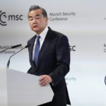 
              China's Director of the Office of the Central Foreign Affairs Commission Wang Yi speaks at the Munich Security Conference in Munich, Saturday, Feb. 18, 2023. The 59th Munich Security Conference (MSC) is taking place from Feb. 17 to Feb. 19, 2023 at the Bayerischer Hof Hotel in Munich. (AP Photo/Petr David Josek)
            