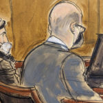 
              In this courtroom sketch, in federal court in New York, Thursday, Jan. 26, 2023, Sayfullo Saipov, left, listens to the verdict in his trial. Saipov, an Islamic extremist who killed eight in a New York bike path attack was convicted of federal crimes, Thursday, Jan. 26 2023, and could face the death penalty. (AP Photo/Elizabeth Williams)
            