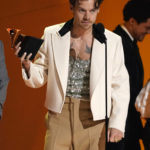
              Harry Styles accepts the award for album of the year for "Harry's House" at the 65th annual Grammy Awards on Sunday, Feb. 5, 2023, in Los Angeles. (AP Photo/Chris Pizzello)
            